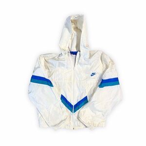 Vintage Late 80s Early 90s Nike Windbreaker Jacket Womens M White Blue Teal